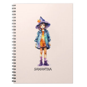 Carnet Pastel Cute Witch Girl Halloween esthétique