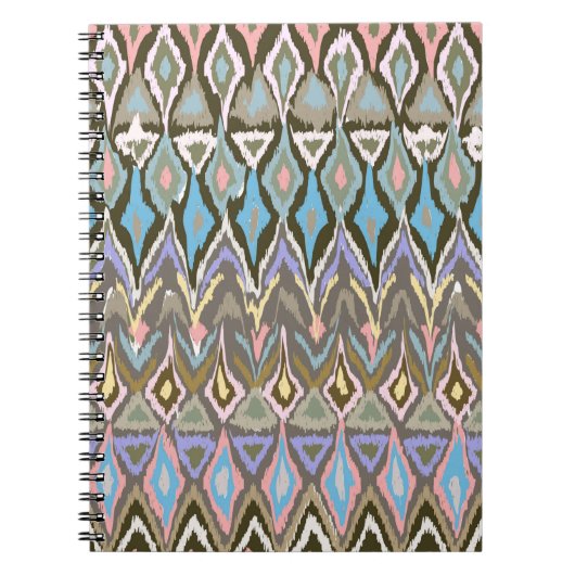Carnet Pastel d'impression ethnique Ikat peint en arc-en- (Devant)