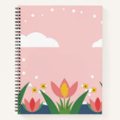 Carnet Pastel Floral en rose clair nom personnalisable (Devant)