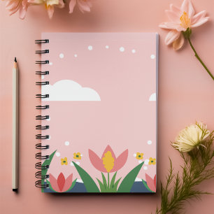 Carnet Pastel Floral en rose clair nom personnalisable