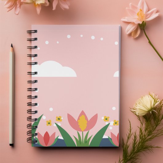 Carnet Pastel Floral en rose clair nom personnalisable
