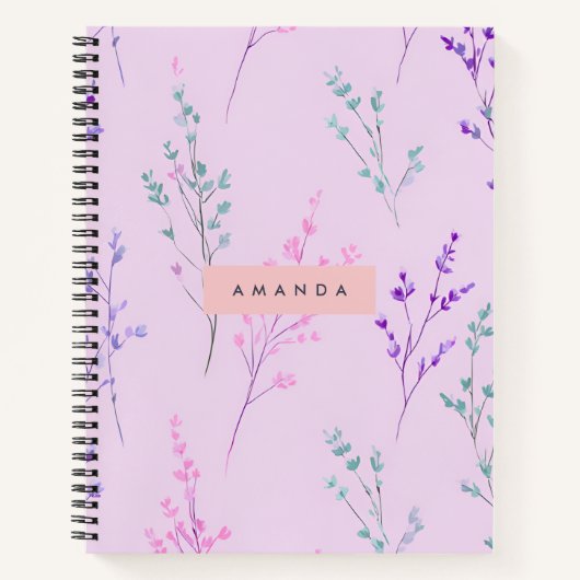 Carnet Pastel Floral Personnalisé, Élégant (Devant)