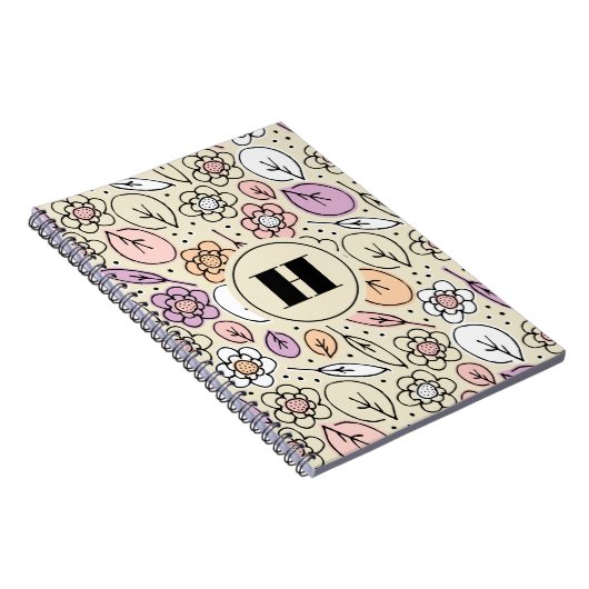 Carnet Pastel Florals & Monogrammes Feuille (Côté Droit)
