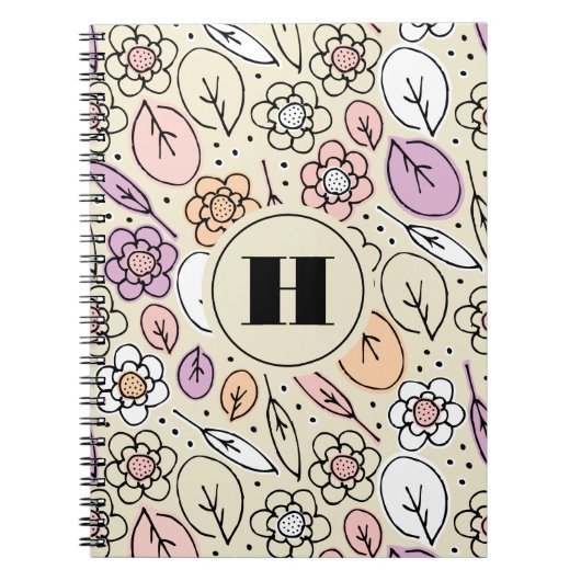 Carnet Pastel Florals & Monogrammes Feuille (Devant)