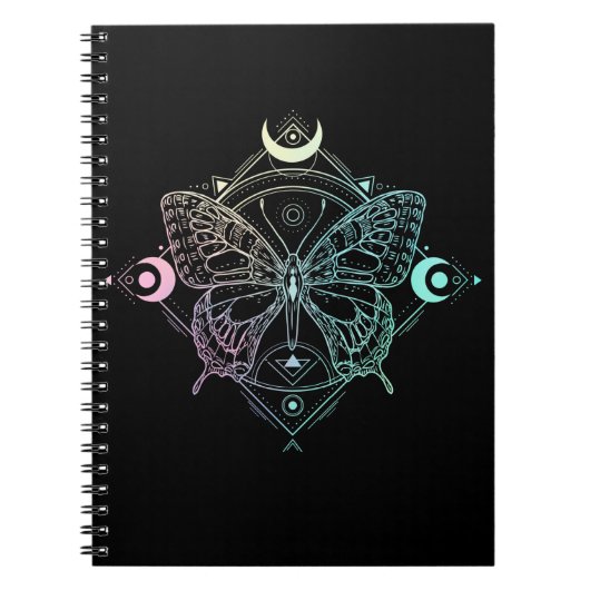 Carnet Pastel Goth Moon Gothic Wicca Crescent Butterfly (Devant)