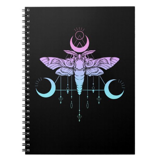 Carnet Pastel Goth Moon Kawaii Moth esthétique (Devant)