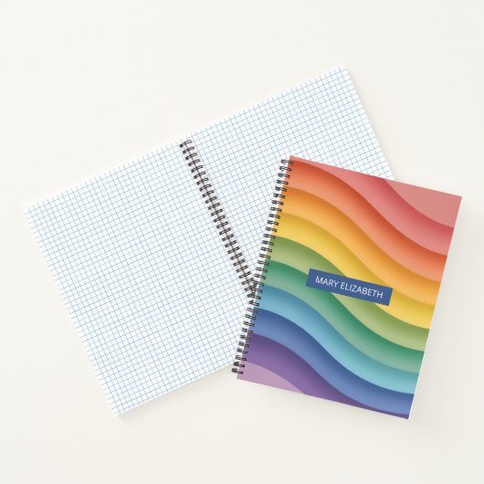 Carnet Pastel Gradient Wave Stripes Personalized Notebook (Intérieur)