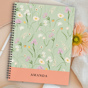 Carnet Pastel Green Floral Grace Cute élégant tendance