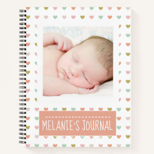 Carnet Pastel Hearts Motif Custom Baby Photo