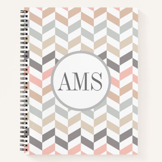Carnet Pastel Herringbone Monogramme Recette (Devant)