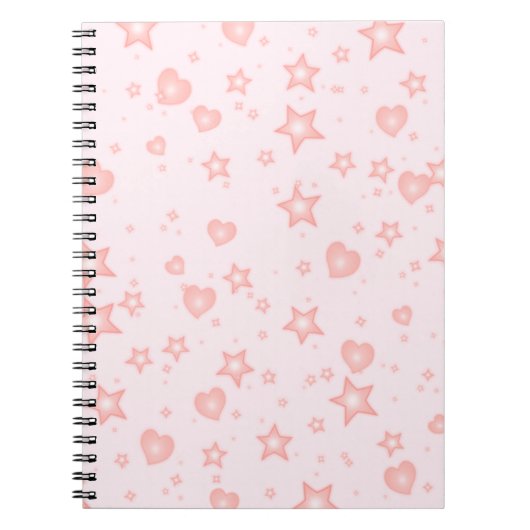 Carnet Pastel Kawaii Hearts & Stars – Cute Girly Pink (Devant)