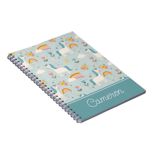 Carnet Pastel mignon Rainbow Unicorn Motif (Côté Droit)