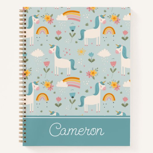 Carnet Pastel mignon Rainbow Unicorn Motif (Devant)