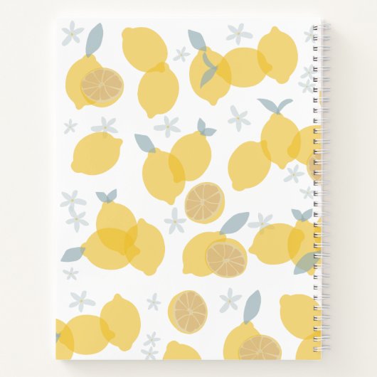 Carnet Pastel moderne Citrus Lemons Monogram Recette (Dos)