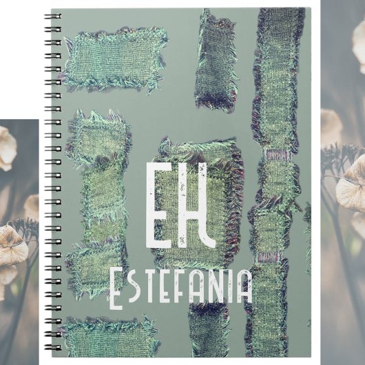 Carnet Pastel monogramme abstrait sauge vert olive modern