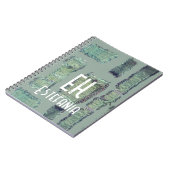 Carnet Pastel monogramme abstrait sauge vert olive modern (Côté gauche)