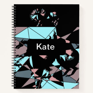 Carnet Pastel noir bleu rose gris abstrait