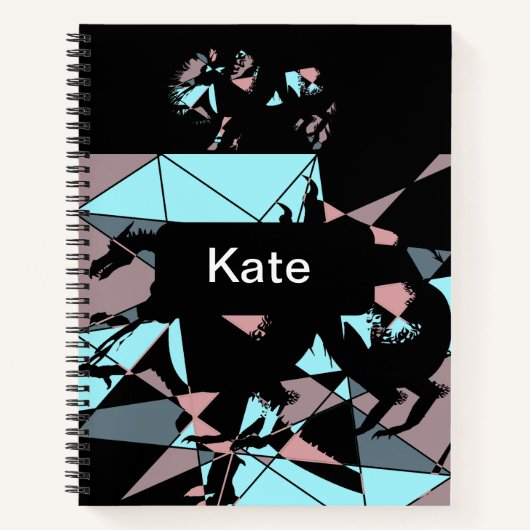 Carnet Pastel noir bleu rose gris abstrait (Devant)