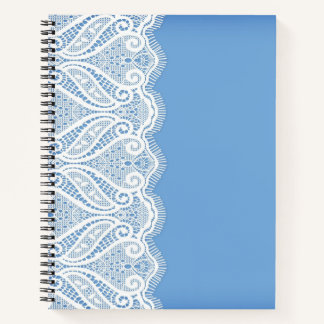 CARNET PASTEL PALE BLEU AVEC LACE BLANCHE LOOK BORD