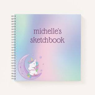 Carnet Pastel personnalisé Rainbow Unicorn