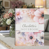 Carnet Pastel pink and Purple Watercolor Floral