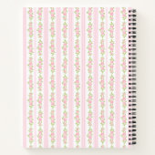 Carnet Pastel Pink Flowers and Stripes Coquette Monogram (Dos)