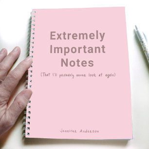 Carnet Pastel Pink Remarques importantes Texte simple