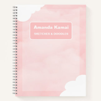 Carnet Pastel Pink Stripes Cravate-Dye Nom Croquis Art