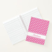 Carnet Pastel Pink White Polka Dot Stripe Nom du script (Intérieur)