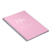 Carnet Pastel Pink White Script Monogramme Nom simple (Côté Droit)