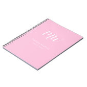 Carnet Pastel Pink White Script Monogramme Nom simple (Côté gauche)