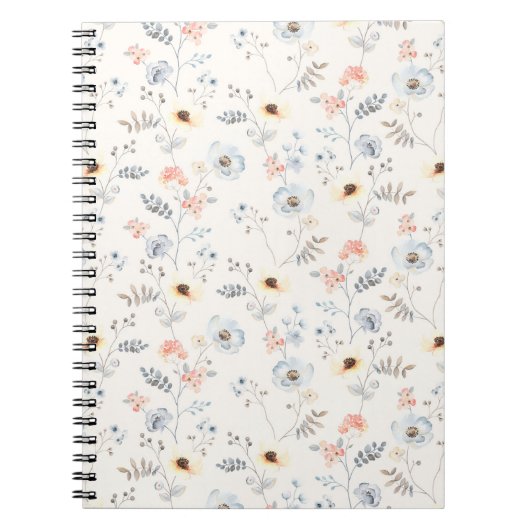 Carnet Pastel Poppy Floral Garden Motif (Devant)