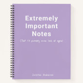 Carnet Pastel Purple Notes importantes Texte simple (Devant)