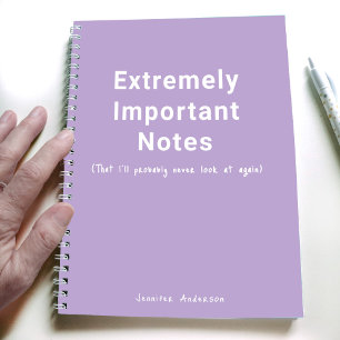 Carnet Pastel Purple Notes importantes Texte simple