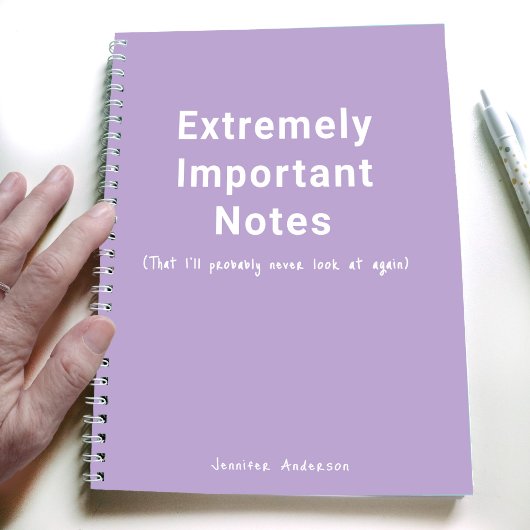 Carnet Pastel Purple Notes importantes Texte simple