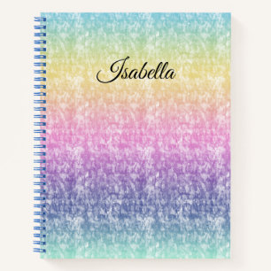 Carnet Pastel Rainbow avec nom de script ou votre texte