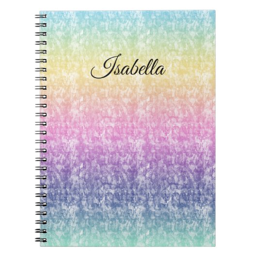 Carnet Pastel Rainbow avec nom de script ou votre texte (Devant)