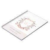 Carnet Pastel Rose Fleur sauvage Aquarelle Crest Monogram (Côté gauche)