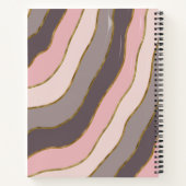 Carnet Pastel Rose Grey Chic Or Super Vagues rayées (Dos)
