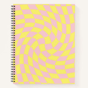Carnet Pastel rose rétro À damiers Chèque dépoli