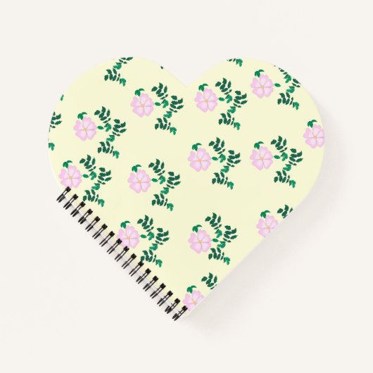 Carnet Pastel rose Rose Fleur en forme de coeur (Devant)