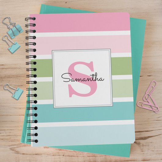 Carnet Pastel Stripes Monogramme