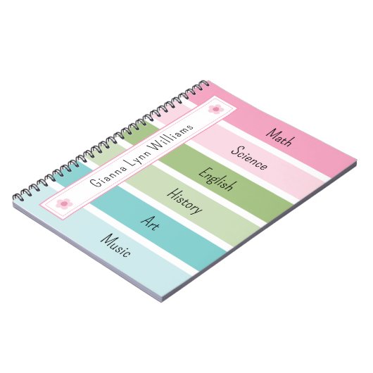 Carnet Pastel Stripes Monogrammé Retour à l'école (Côté gauche)