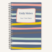 Carnet Pastel Stripes Nom monogramme Sujet de l'école (Recto)