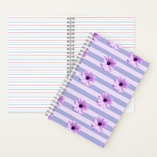 Carnet Pastel stripes pattern with Daisies (À l'intérieur)