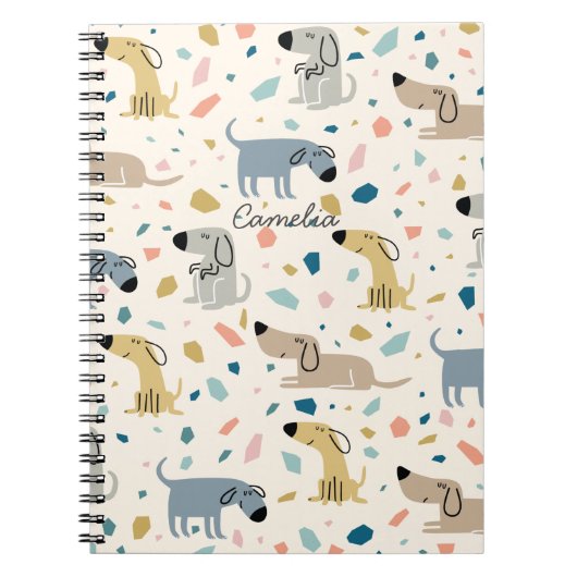 Carnet Pastel Terrazzo Funny Mignonne Chien Motif (Devant)