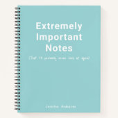 Carnet Pastel Turquoise Blue Remarques importantes Texte (Devant)