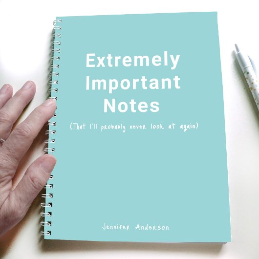 Carnet Pastel Turquoise Blue Remarques importantes Texte