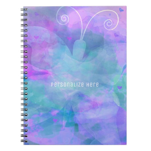 Carnet Pastel Watercolor Papillon personnalisé (Devant)