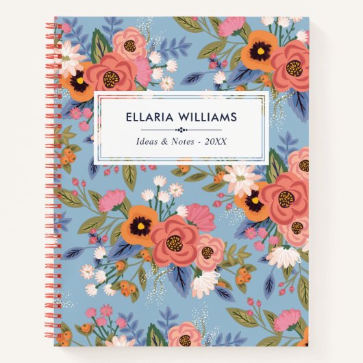 Carnet Pastels & Light Blue Boho Floral Nom du motif (Devant)
